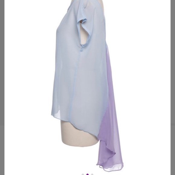 Purple and light blue sheer v-neck top - Picture 2 of 3
